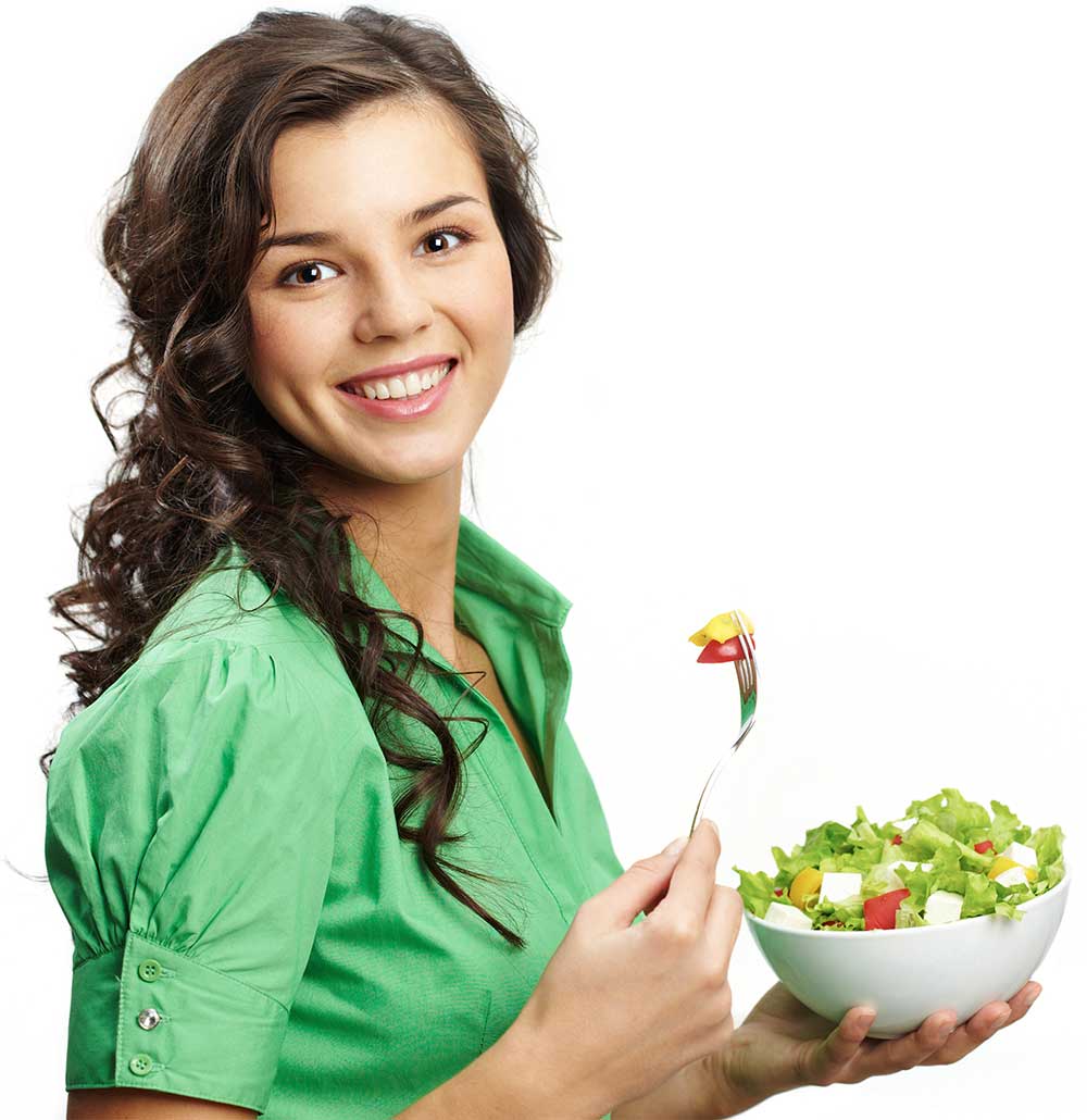 Woman eating salad from Greater Boston Area including Southeastern Massachusetts & Rhode Island micro-market